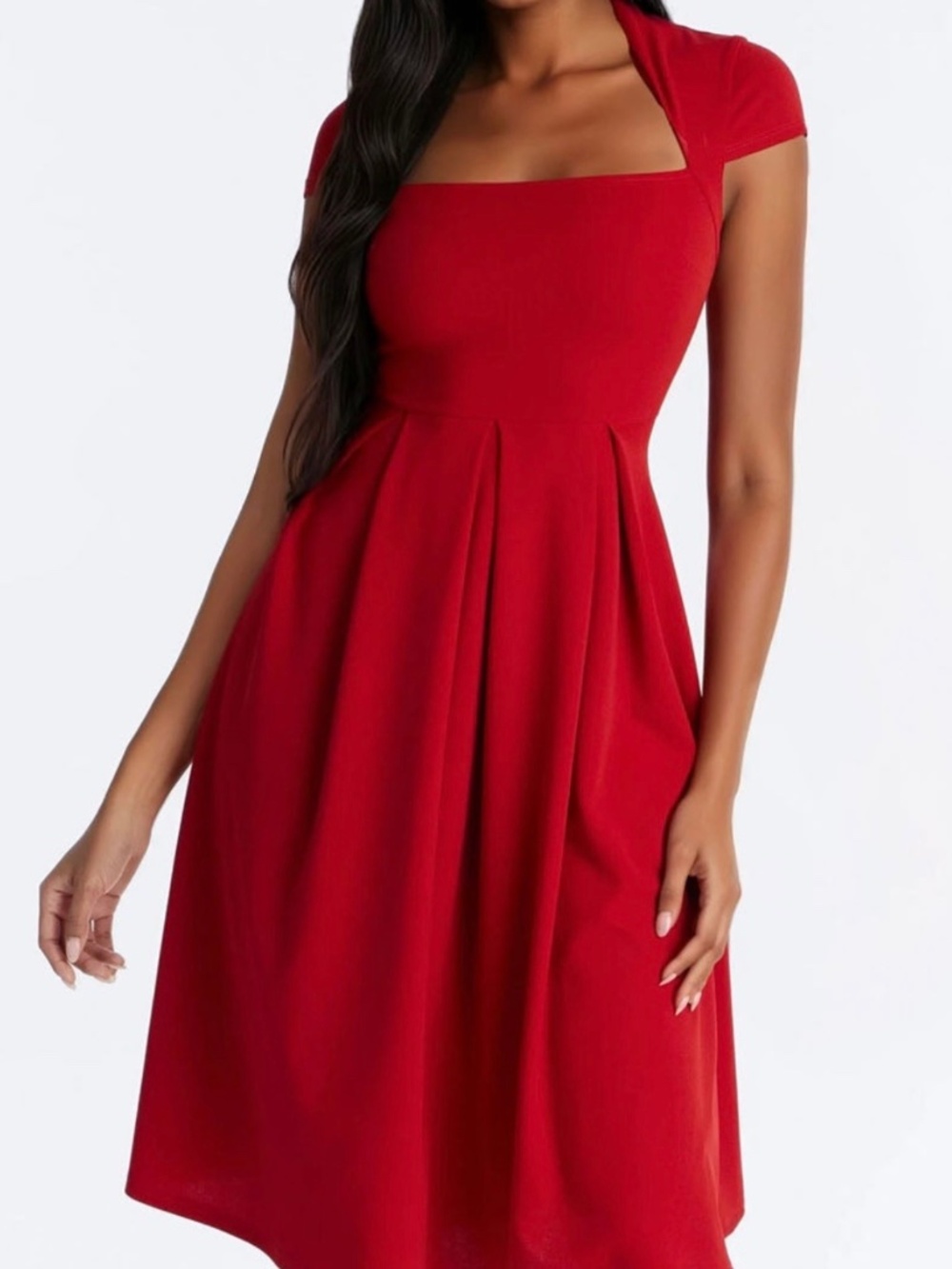 Red pleated dress